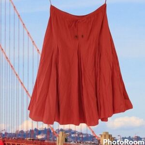 Billabango Orange Red Hobo Flowy Crinkly Midi Skirt
